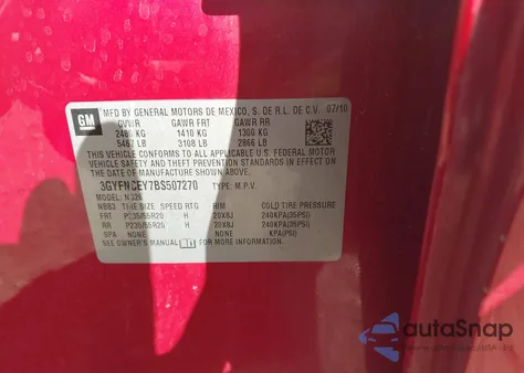 2011 Cadillac Srx Premium Collection z USA, uszkodzony, nr VIN 3GYFNCEY7BS507270